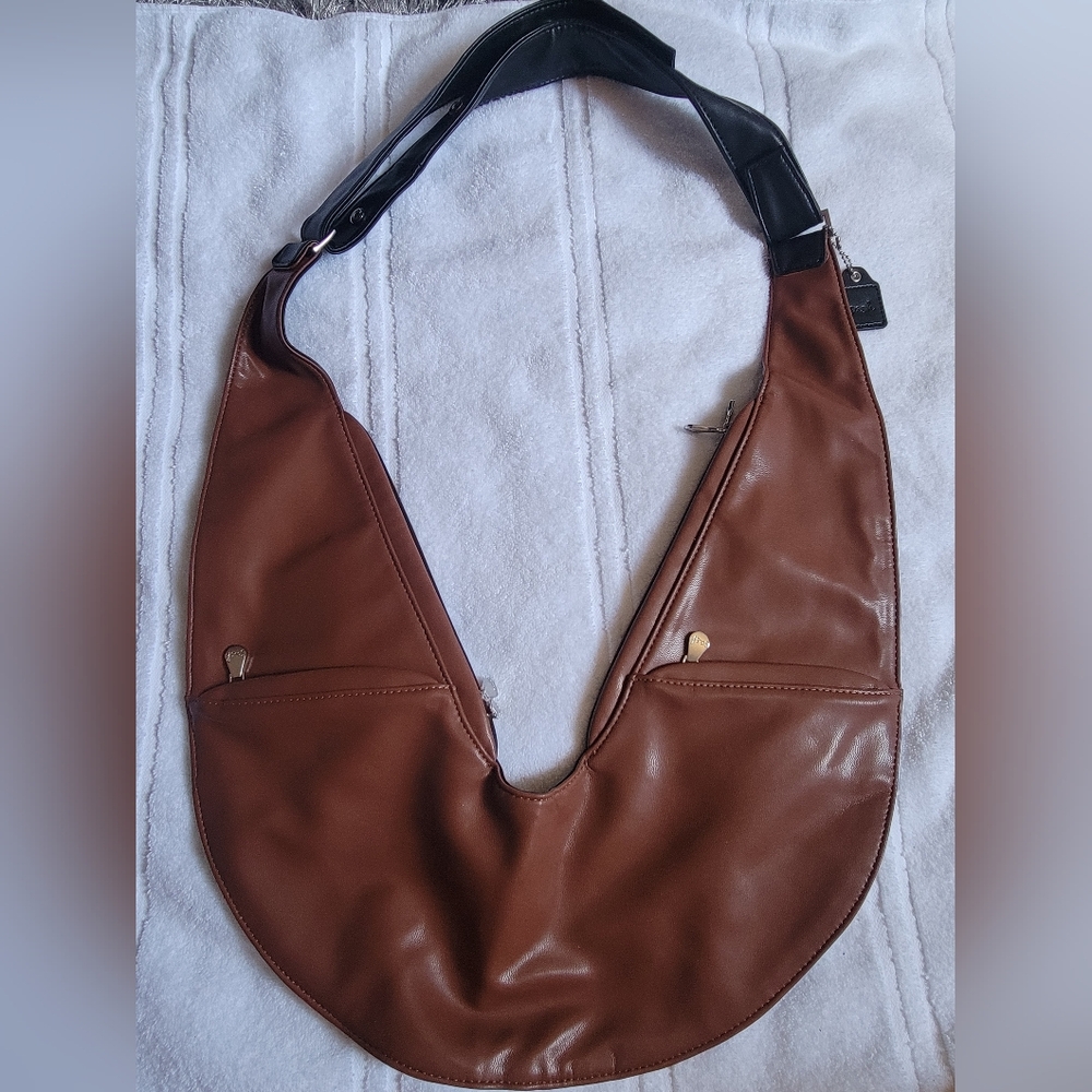 Sash Bag VEGAN Leather Black And Brown Cross Body Bag Travel Pockets